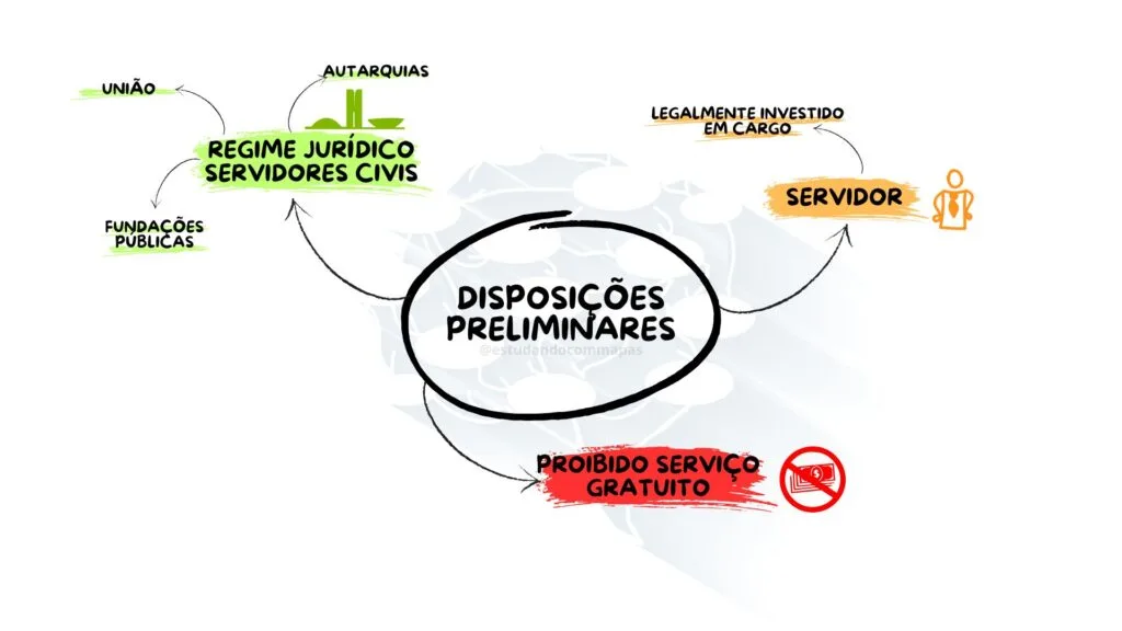 mapa mental resumindo as disposições preliminares da lei 8112